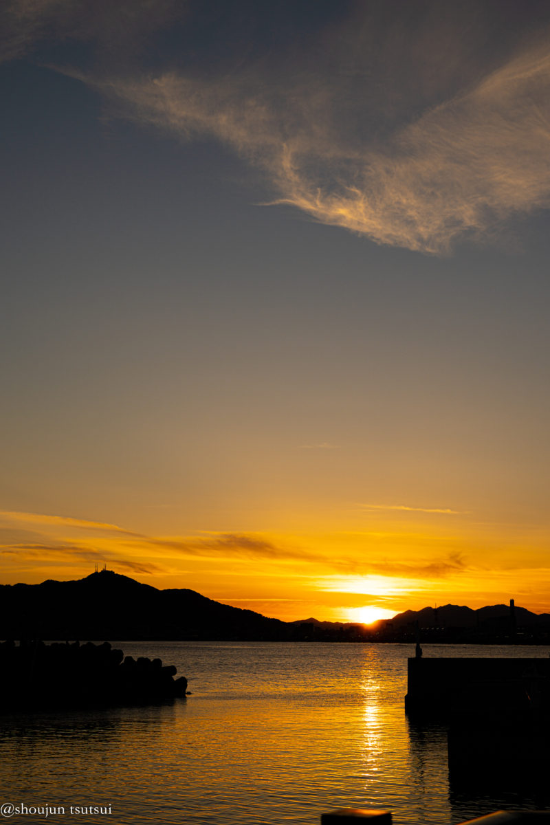 湯川漁港の夕陽